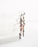 Silver chain dangle earrings with blush pink quartz