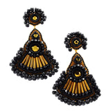 Black gold statement dangle earrings