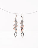 Silver chain dangle earrings with blush pink quartz