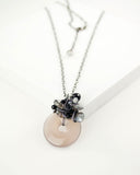 Gray black gemstone necklace with silver