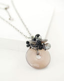 Gray black gemstone necklace with silver