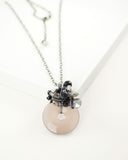 Gray black gemstone necklace with silver