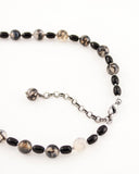 Gray black statement necklace | Hand beaded pendant