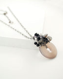 Gray black gemstone necklace with silver
