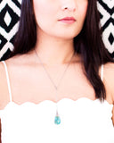 Chrysocolla pendant necklace with silver wire wrapping & chain