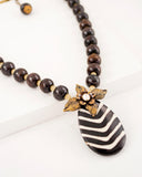 Flower pendant bead strand necklace