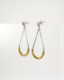 Mixed metal silver brass modern minimalist earrings