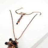 Brown copper wire wrapped statement pendant necklace