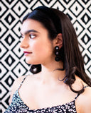 Long black stud statement earrings | hand beaded earrings