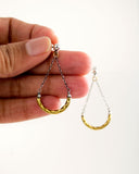 Mixed metal silver brass modern minimalist earrings