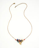 Floral glass and brass vintage inspired necklace