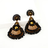 Black gold statement dangle earrings