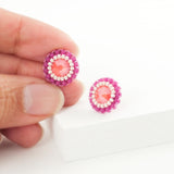 Small fuchsia pink stud earrings