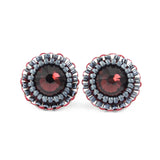 Burgundy gray tiny stud earrings - Exquistry - 1