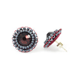 Burgundy gray tiny stud earrings - Exquistry - 3
