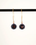 Gold maroon drop earrings | burgundy dangles