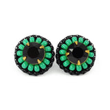 Black green stud earrings