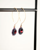 Gold maroon drop earrings | burgundy dangles