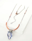 Purple quartz mixed metal necklace with copper and silver