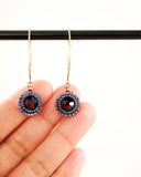 Gold maroon drop earrings | burgundy dangles