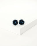 Blue black tiny stud earrings by exquistry, handmade in Seattle