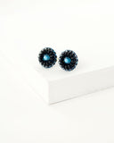 Blue black gray tiny swarovski stud earrings