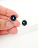 Blue black gray tiny swarovski stud earrings