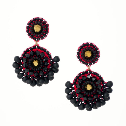 Black red beaded earrings