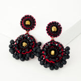 Gold black beaded earrings