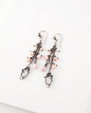 Silver chain dangle earrings with blush pink quartz