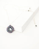 Gray pink beaded delicate swarovski necklace