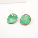 Light green minimal drop earrings | Enamel silver earrings