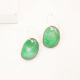 Silver earrings mint glass enamel