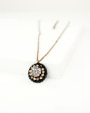 Unique glitter swarovski necklace | black gold brass delicate necklace