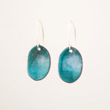 Silver earrings with teal glass enamel