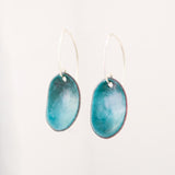 Teal simple drop earrings | Enamel silver earrings