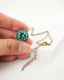 Green and turquoise swarovski crystal beaded pendant necklace