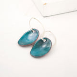 Teal simple drop earrings | Enamel silver earrings