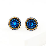 Indigo blue gold tiny stud earrings