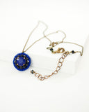 Royal blue, black swarovski beaded pendant necklace