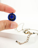 Royal blue, black swarovski beaded pendant necklace