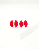Red stud earrings | small fan stud earrings