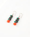 Carnelian, ruby, emerald green onyx earrings | Silver earrings