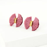 mauve pink fringe earrings