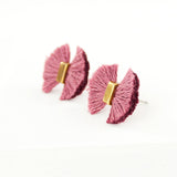 Bow earrings | Mauve fringe tassel earrings