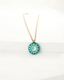 Teal turquoise green dainty pendant necklace with brass chain