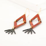 Burnt orange gray kite geometric earrings