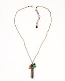 Black quartz pendant necklace with copper wire wrapping