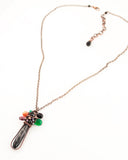 Black quartz pendant necklace with copper wire wrapping