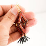 Burnt orange gray kite geometric earrings